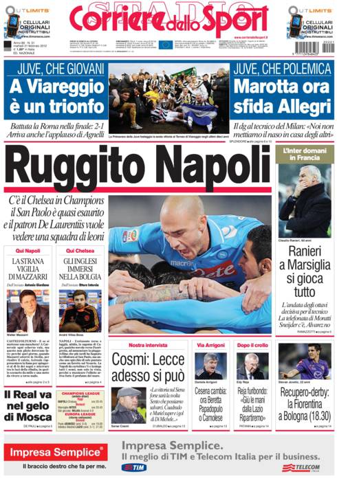 Corriere dello Sport / Ruggito Napoli - CalciomercatoWeb ...