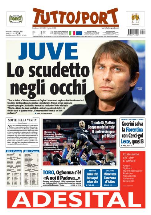 Tuttosport / Juve, lo scudetto negli occhi - CalciomercatoWeb.it - News