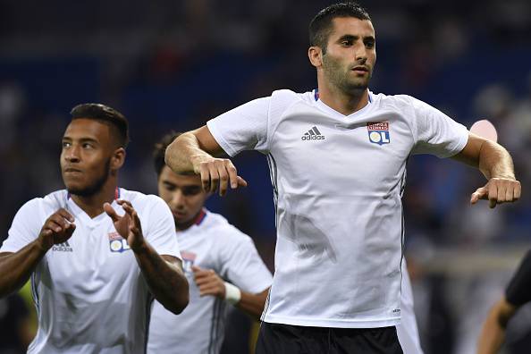 Lyon's Algerian forward Rachid Ghezzal warms up ahead of the Champions League Group H football match between Olympique Lyonnais and Dinamo Zagreb at the Parc Olympique Lyonnais in Decines-Charpieu on September 14, 2016. / AFP / PHILIPPE DESMAZES (Photo credit should read PHILIPPE DESMAZES/AFP/Getty Images)