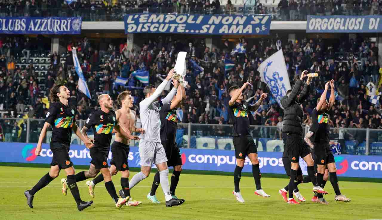 Empoli Inter, l'esultanza nerazzurra